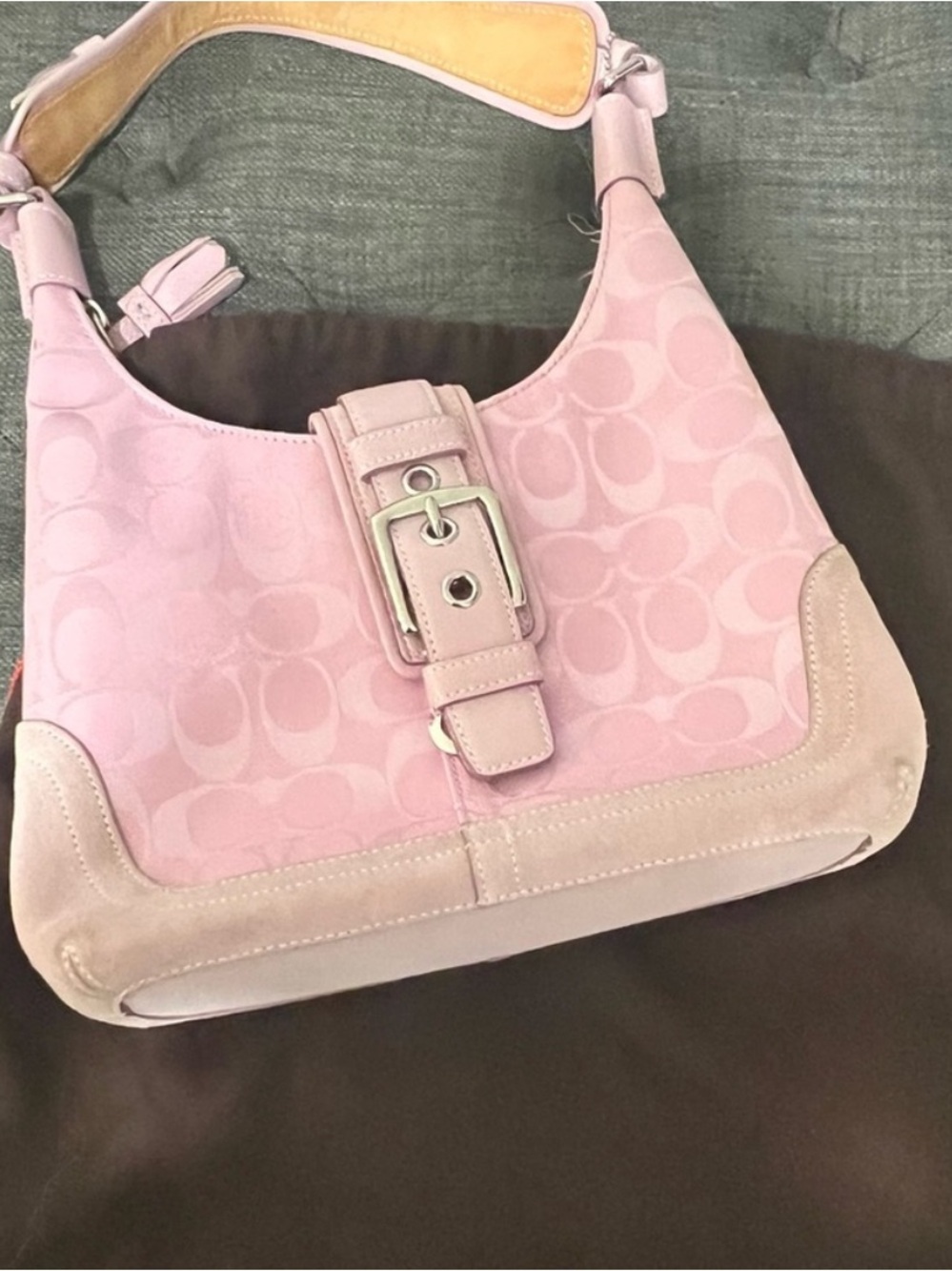 Coach Pale Pink Signature Shoulder Bag with Buckle